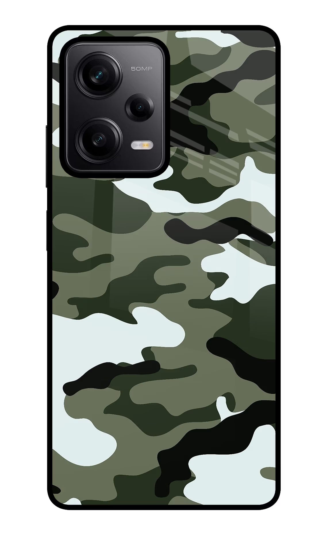 Camouflage Redmi Note 12 Pro 5G Glass Case Back Cover by Casekaro