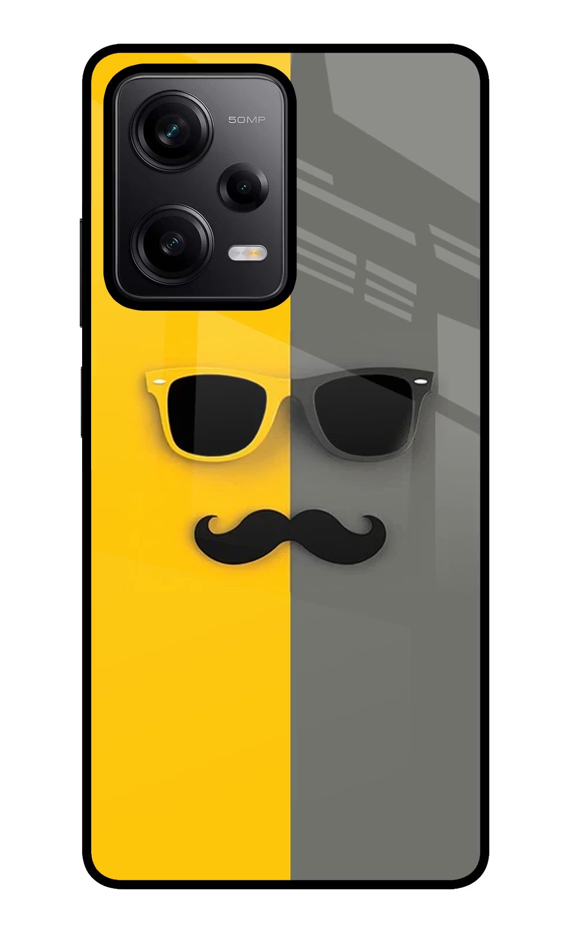 Sunglasses with Mustache Redmi Note 12 Pro 5G Glass Case Back Cover by Casekaro