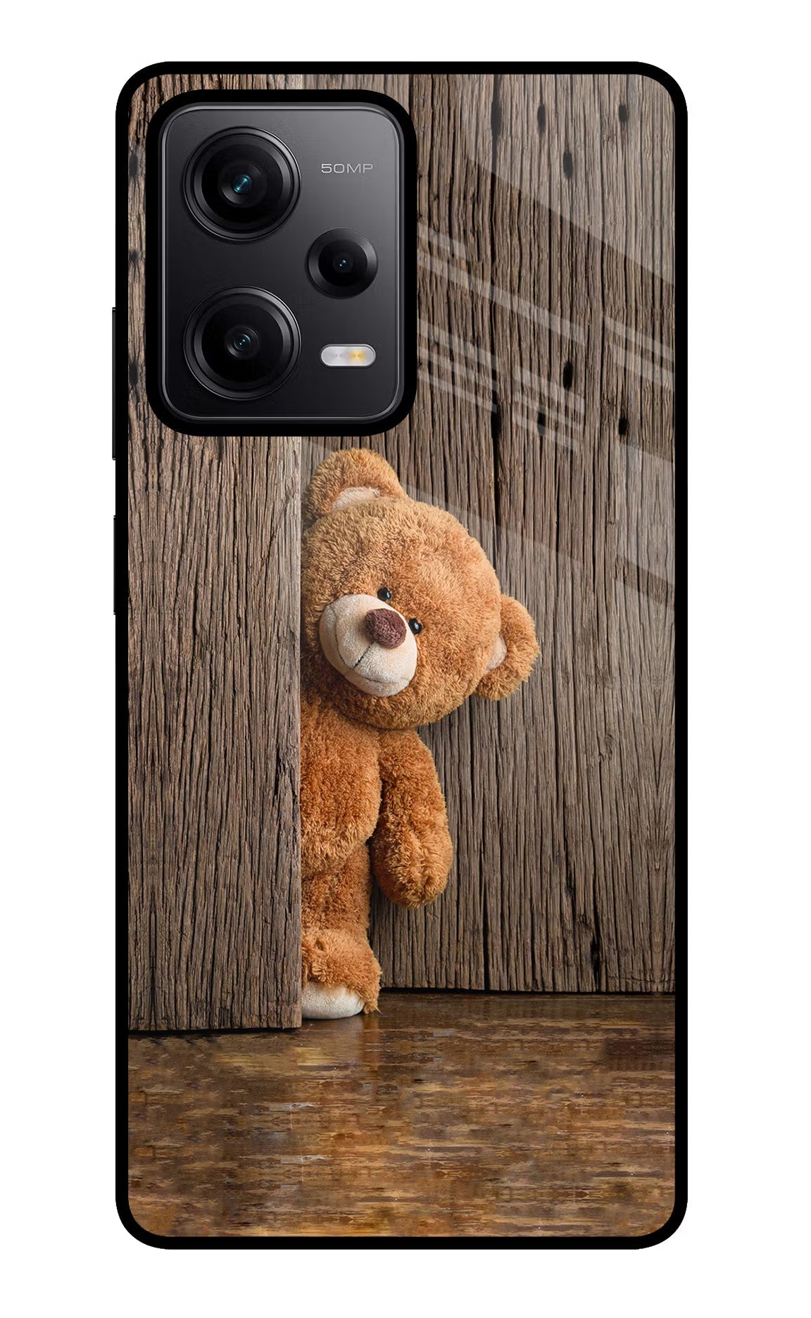 Teddy Wooden Redmi Note 12 Pro 5G Glass Case Back Cover by Casekaro