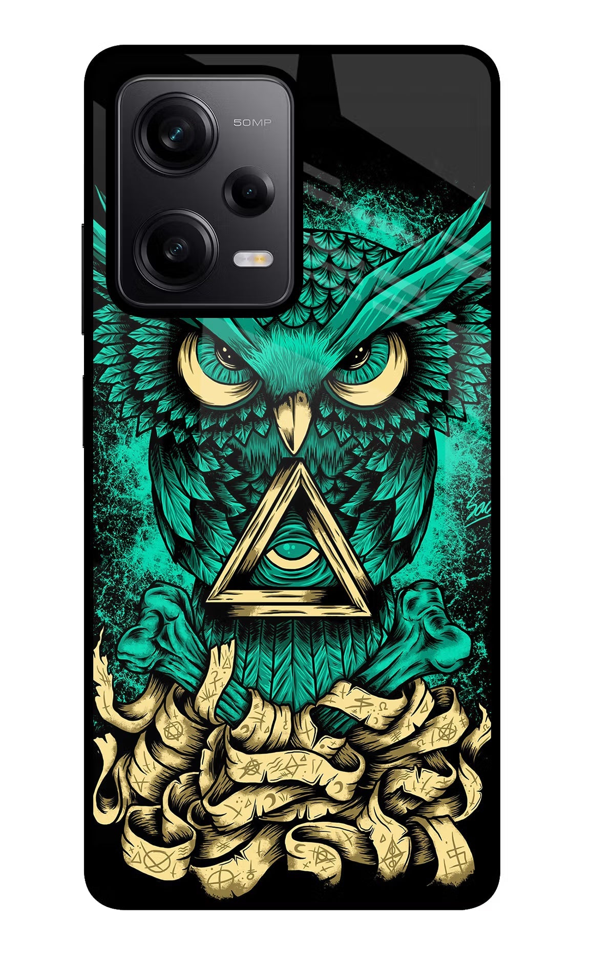 Green Owl Redmi Note 12 Pro 5G Glass Case Back Cover by Casekaro