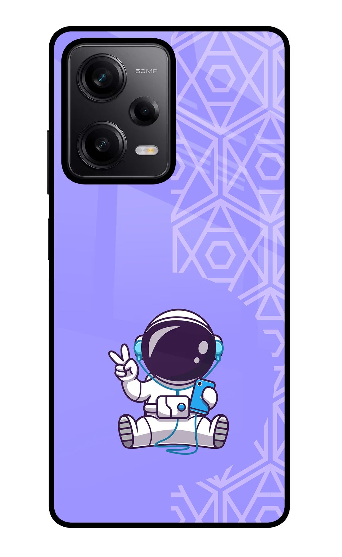 Cute Astronaut Chilling Redmi Note 12 Pro 5G Glass Case Back Cover by Casekaro