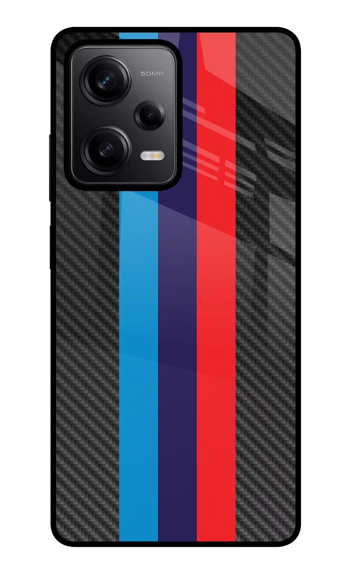 BMW Stripes Pattern Redmi Note 12 Pro 5G Glass Case Back Cover by Casekaro