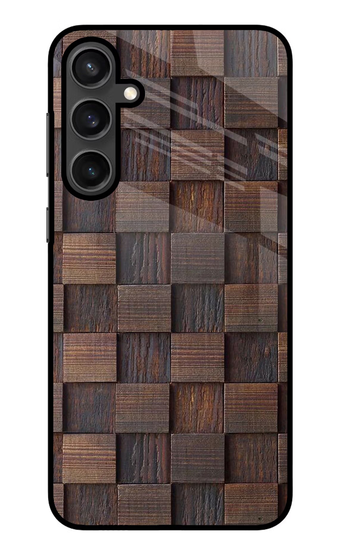 Wooden Cube Design Samsung S23 Glass Case Back Cover by Casekaro