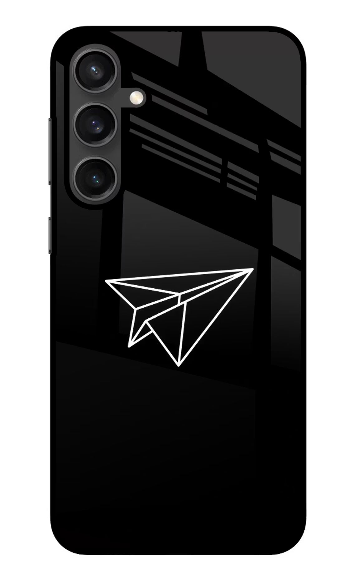 Paper Plane White Samsung S23 Glass Case Back Cover by Casekaro