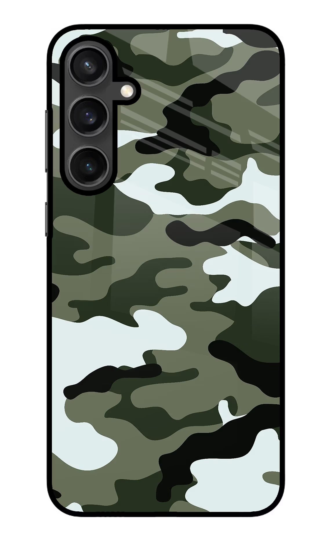 Camouflage Samsung S23 Glass Case Back Cover by Casekaro