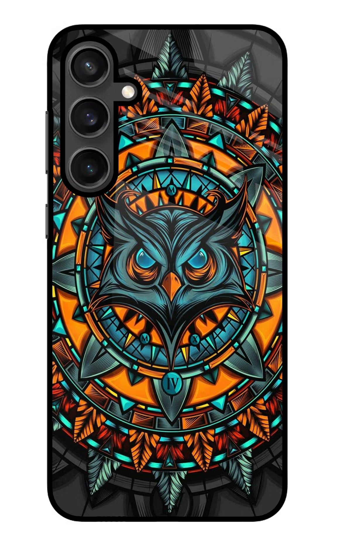 Angry Owl Art Samsung S23 Glass Case Back Cover by Casekaro
