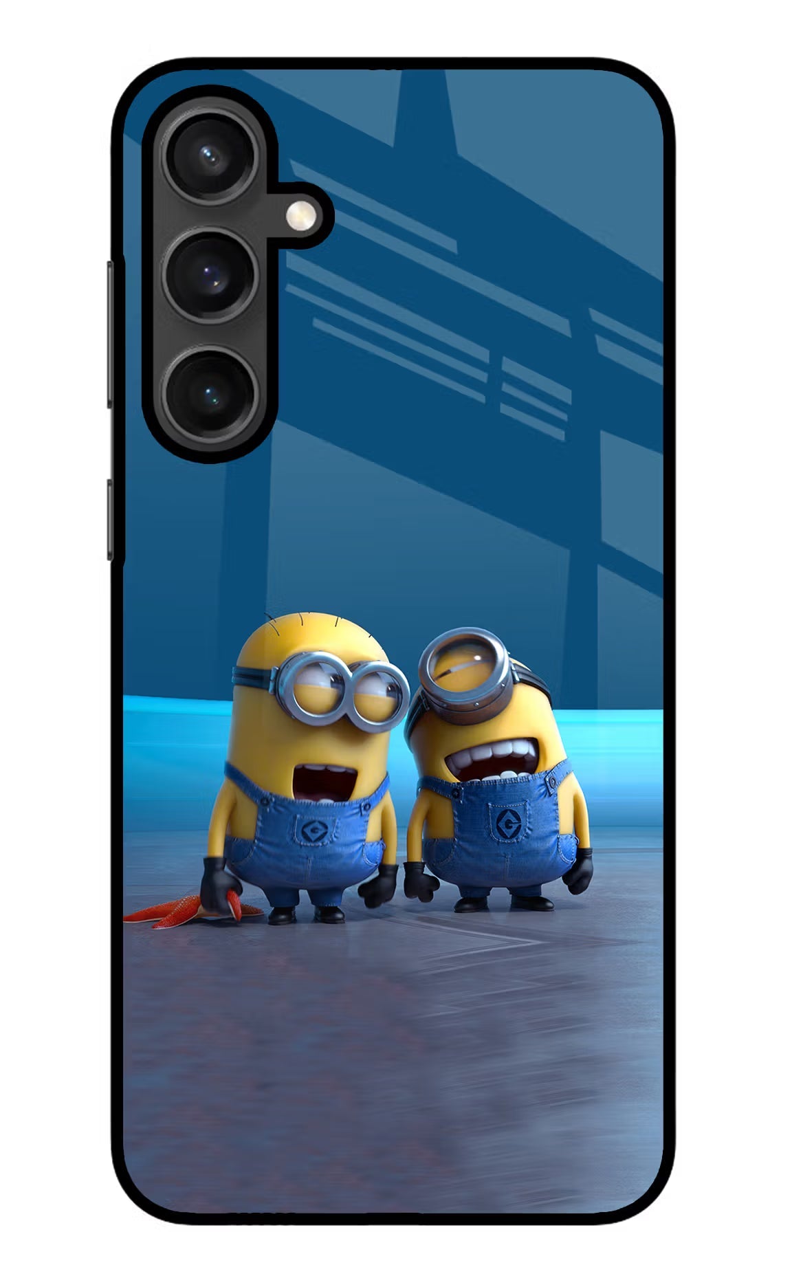 Minion Laughing Samsung S23 Glass Case Back Cover by Casekaro