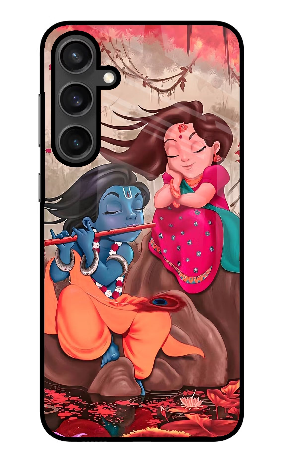 Radhe Krishna Samsung S23 Glass Case Back Cover by Casekaro