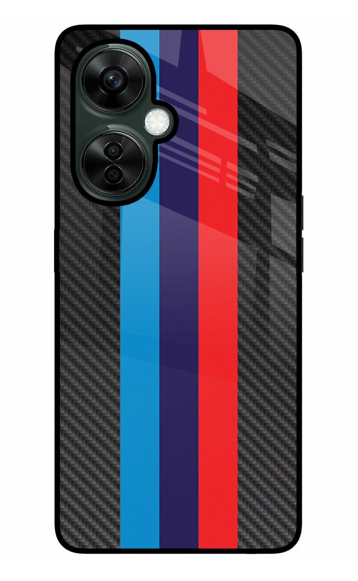BMW Stripes Pattern OnePlus Nord CE 3 Lite 5G Glass Case Back Cover by Casekaro