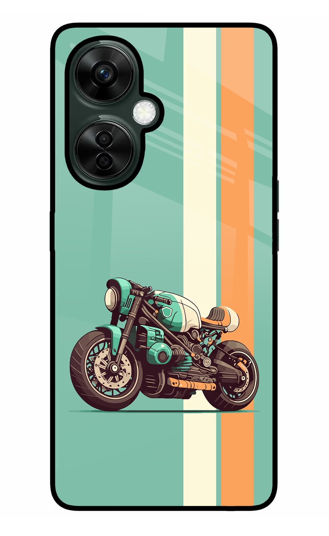 Striped Moto Drift OnePlus Nord CE 3 Lite 5G Glass Case Back Cover by Casekaro