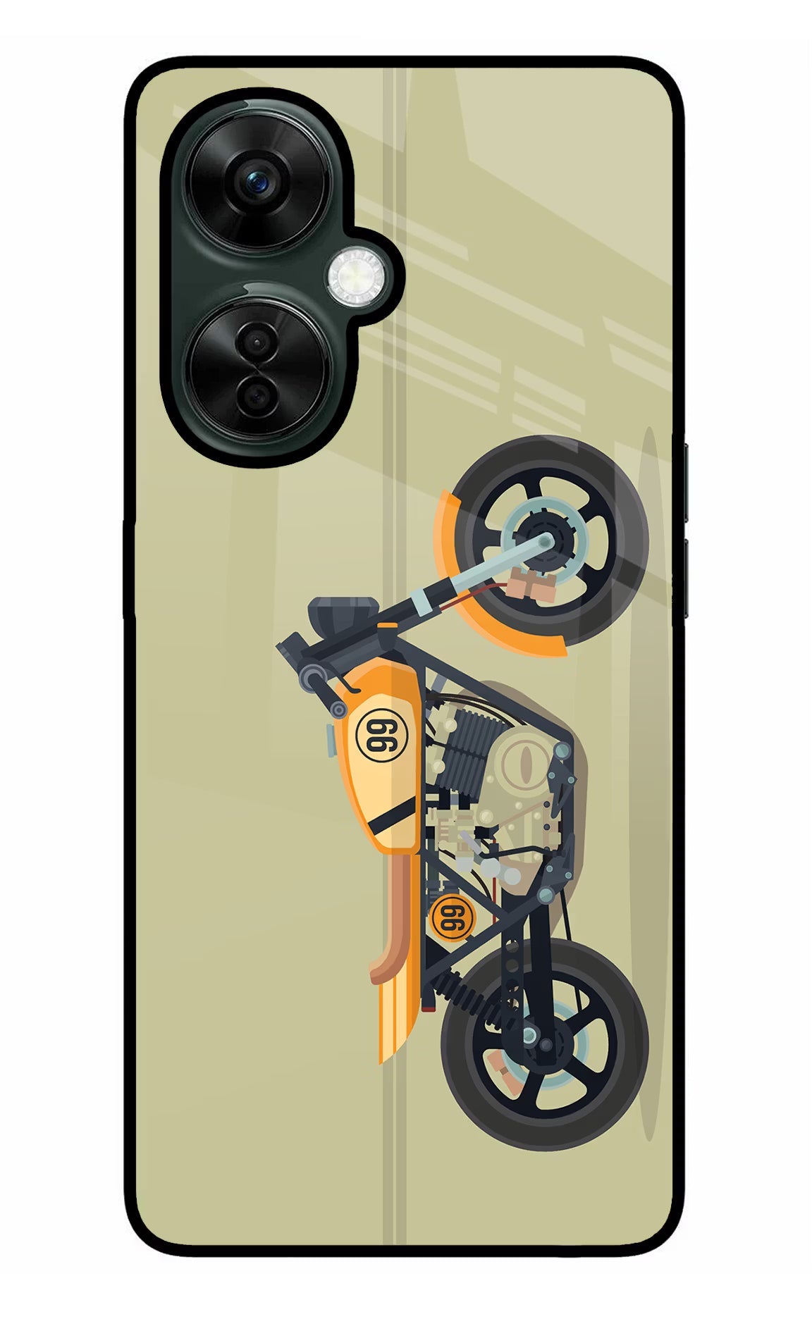Vertical Speedster OnePlus Nord CE 3 Lite 5G Glass Case Back Cover by Casekaro