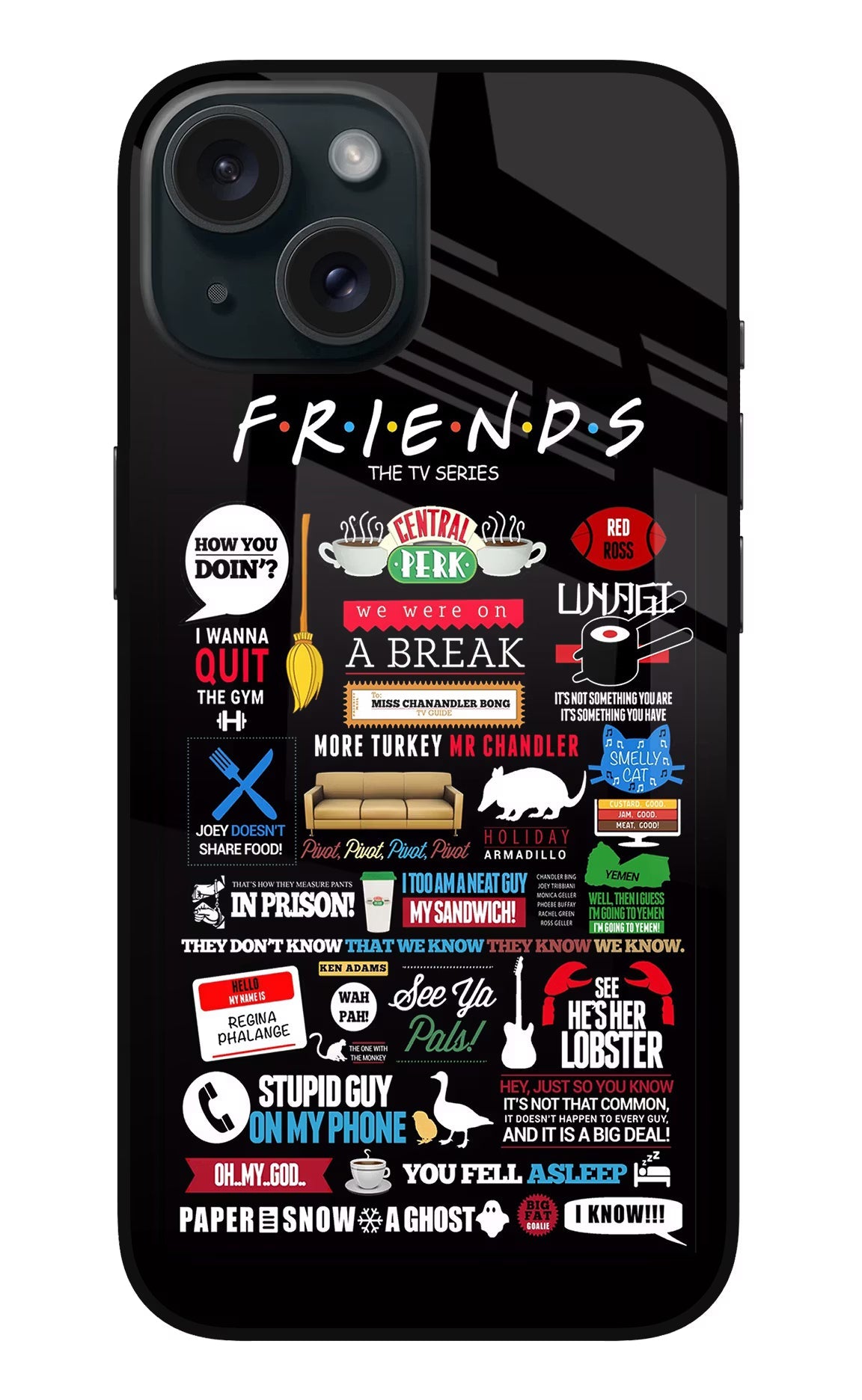 FRIENDS iPhone 15 Glass Case Back Cover by Casekaro
