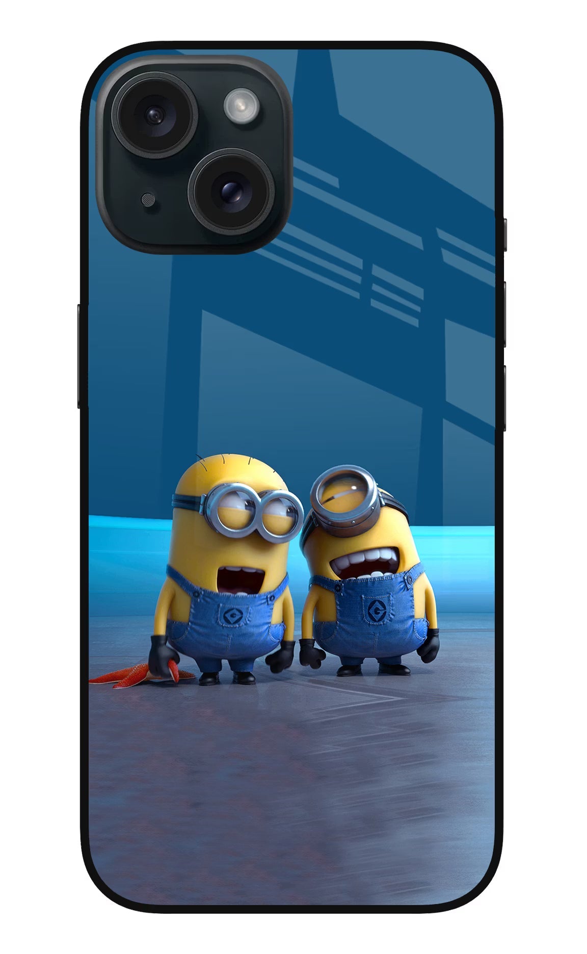 Minion Laughing iPhone 15 Glass Case Back Cover by Casekaro