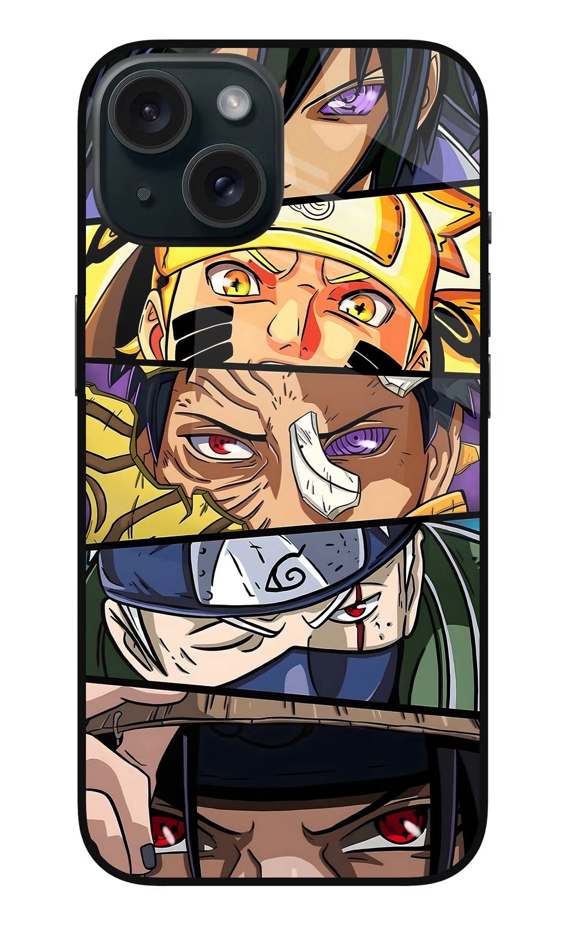 Naruto Character iPhone 15 Glass Case Back Cover by Casekaro