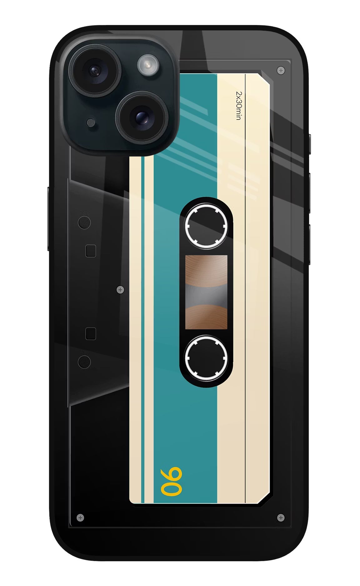 Cassette iPhone 15 Glass Case Back Cover by Casekaro