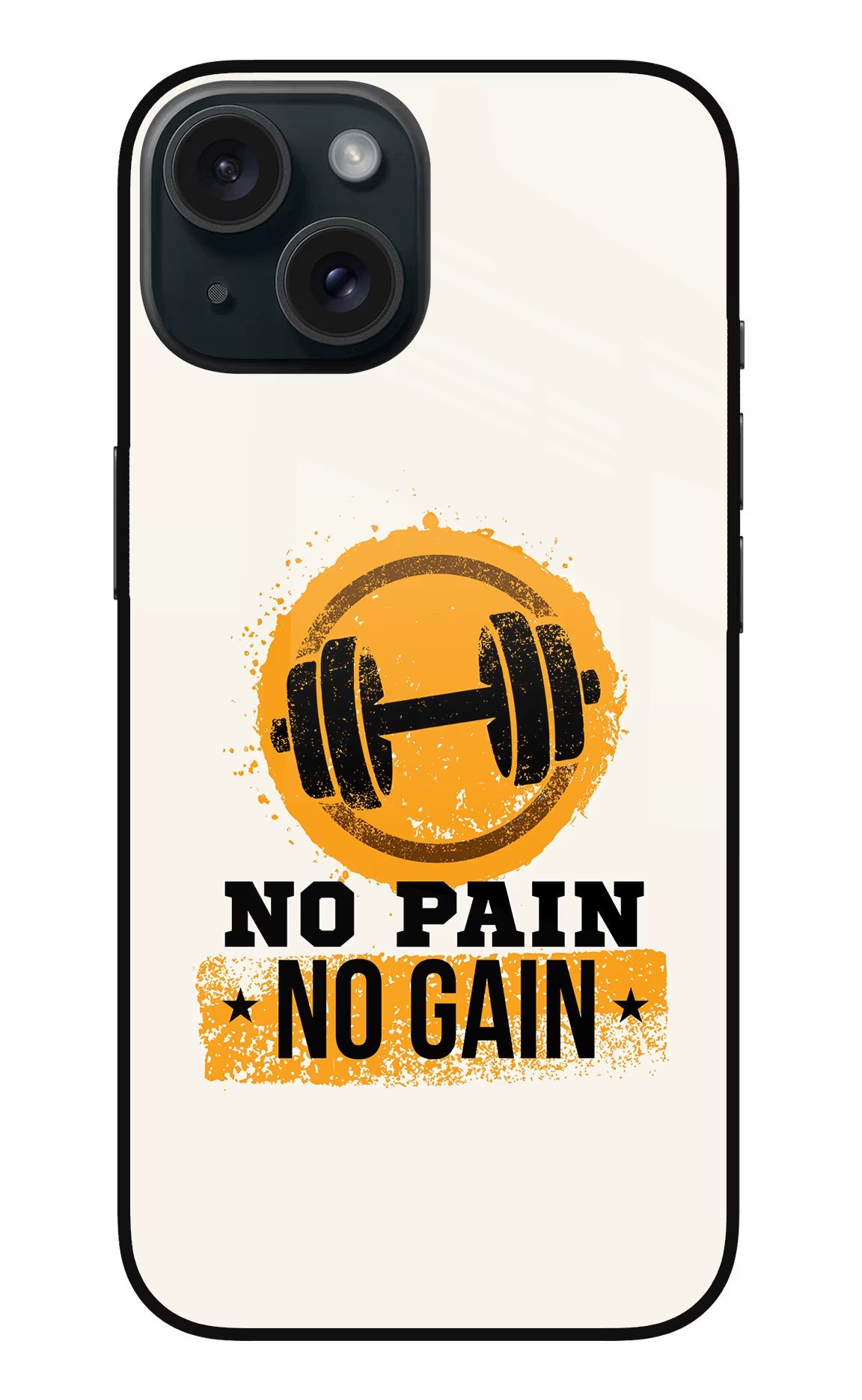 No Pain No Gain iPhone 15 Glass Case Back Cover by Casekaro