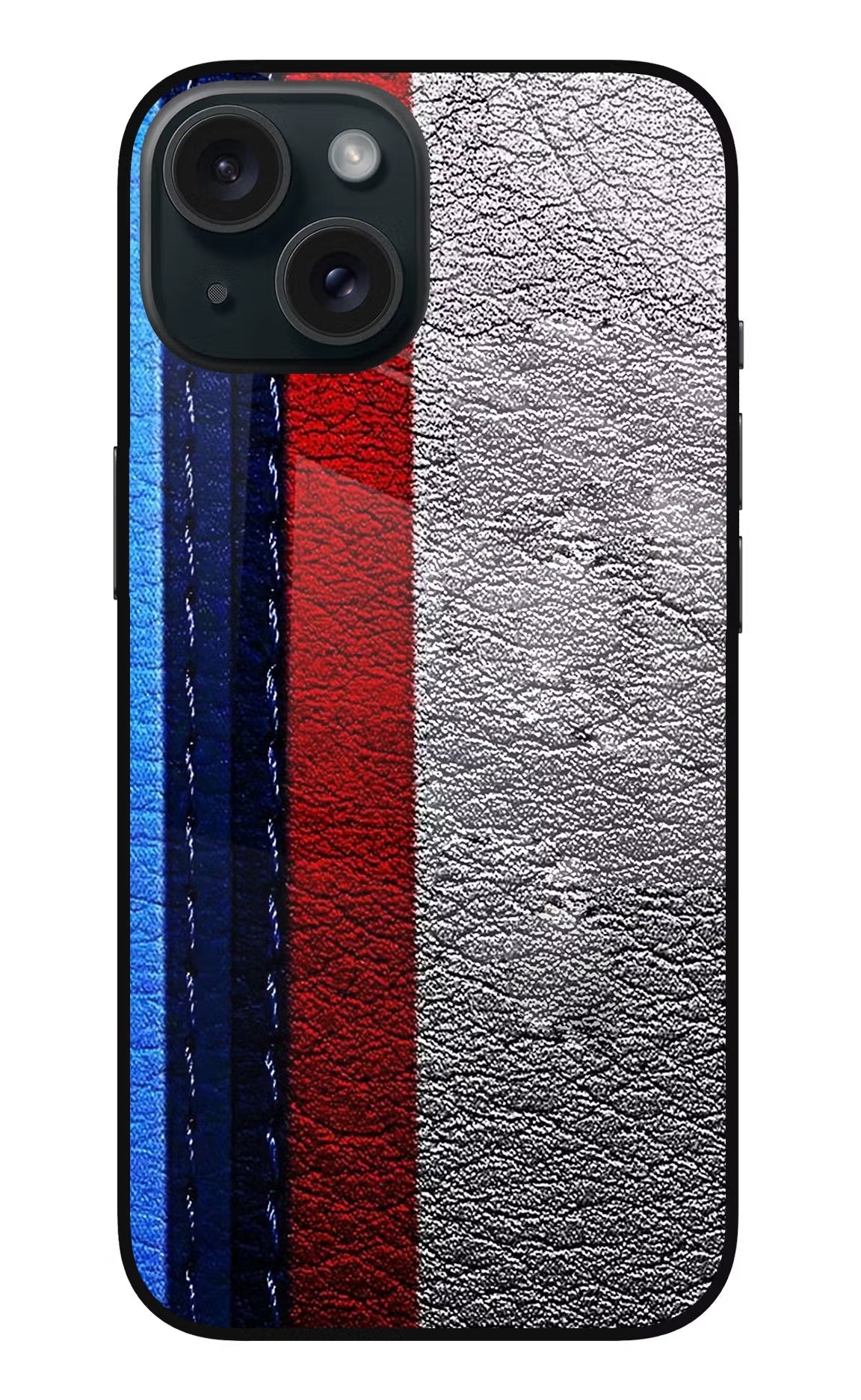 BMW Stripes iPhone 15 Glass Case Back Cover by Casekaro