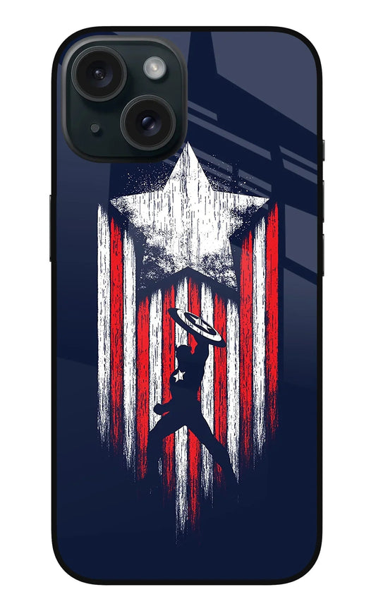 Captain America Marvel Art iPhone 15 Glass Case