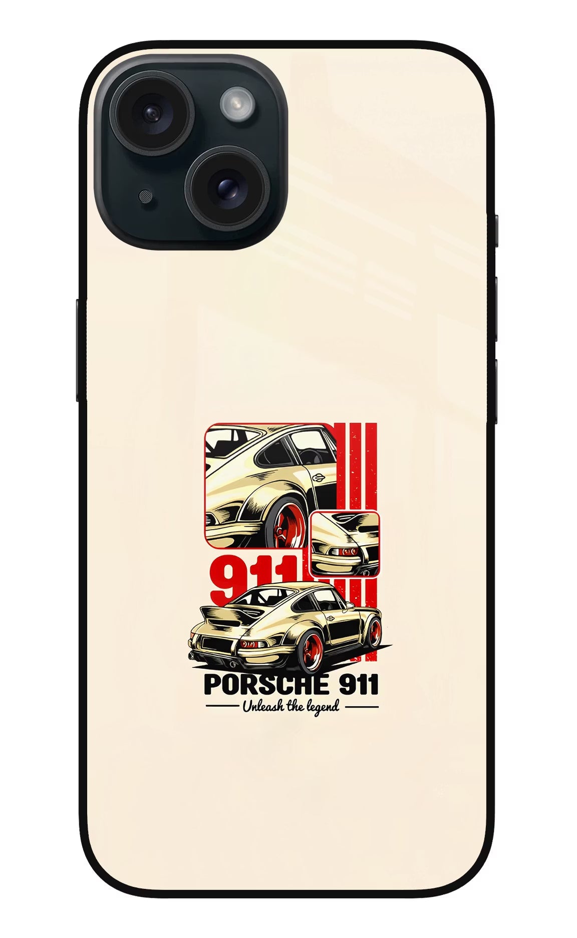 Classic Porsche 911 iPhone 15 Glass Case Back Cover by Casekaro
