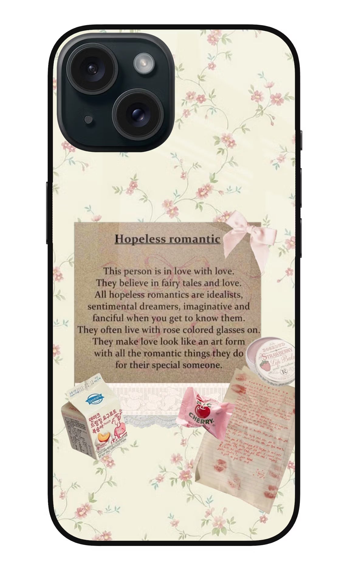 Hopeless Romantic iPhone 15 Glass Case