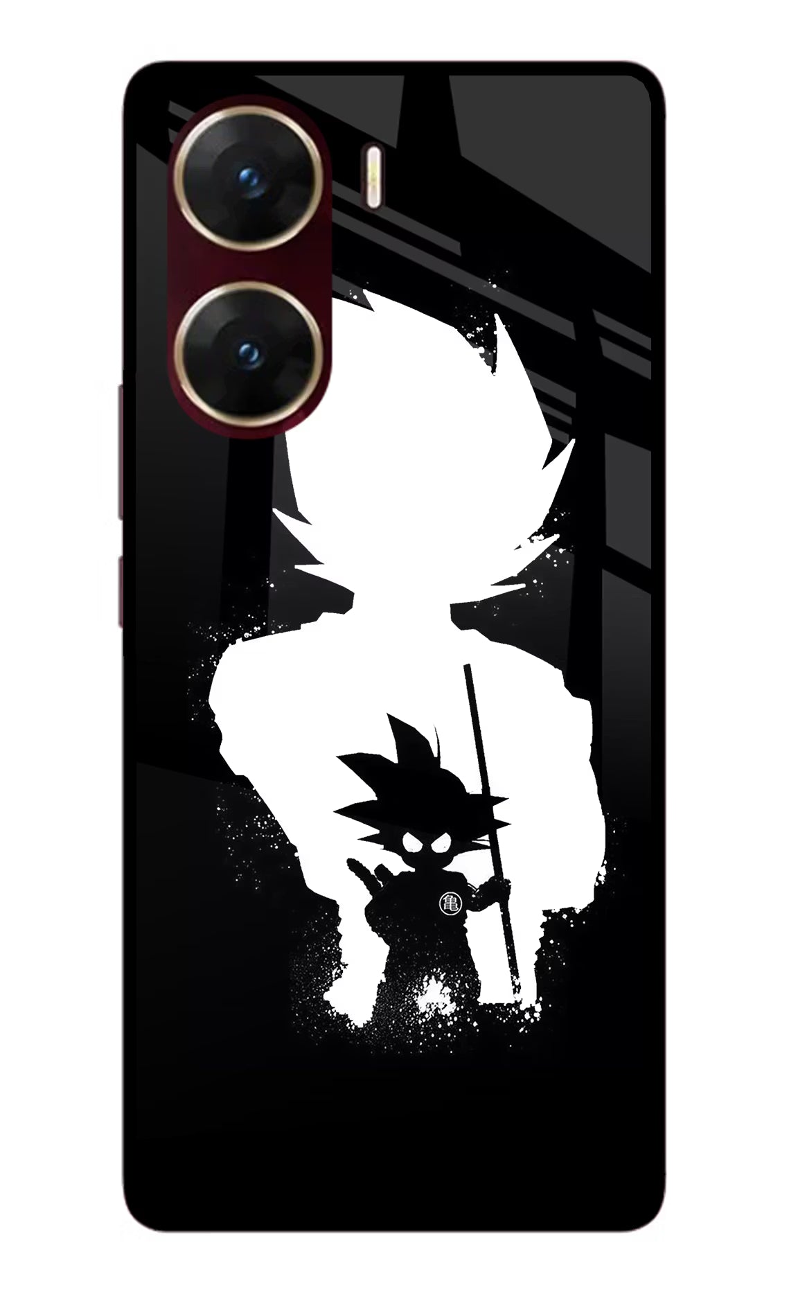Goku Shadow Vivo V29E Glass Case Back Cover by Casekaro