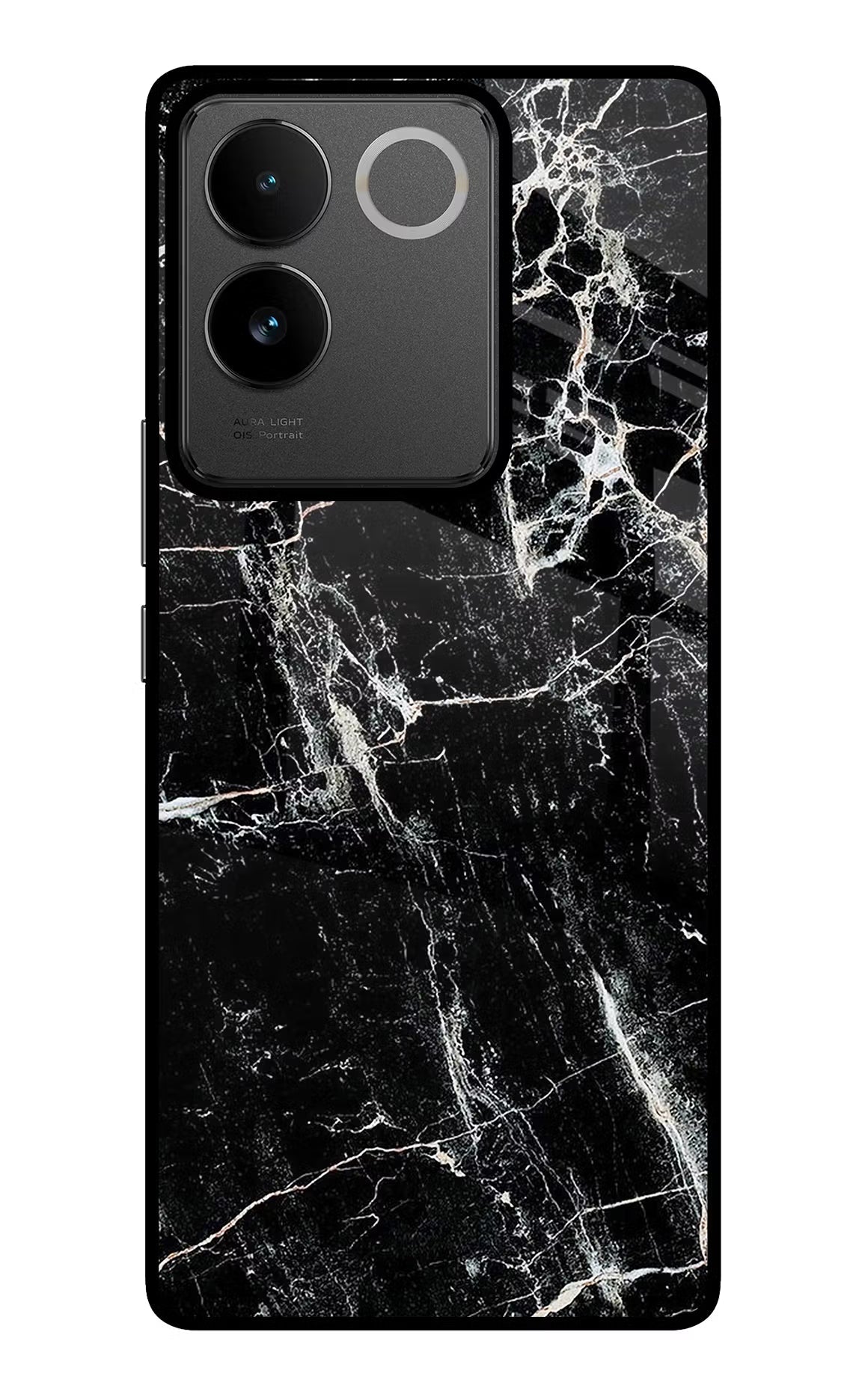 Black Marble Texture IQOO Z7 Pro 5G Glass Case Back Cover by Casekaro