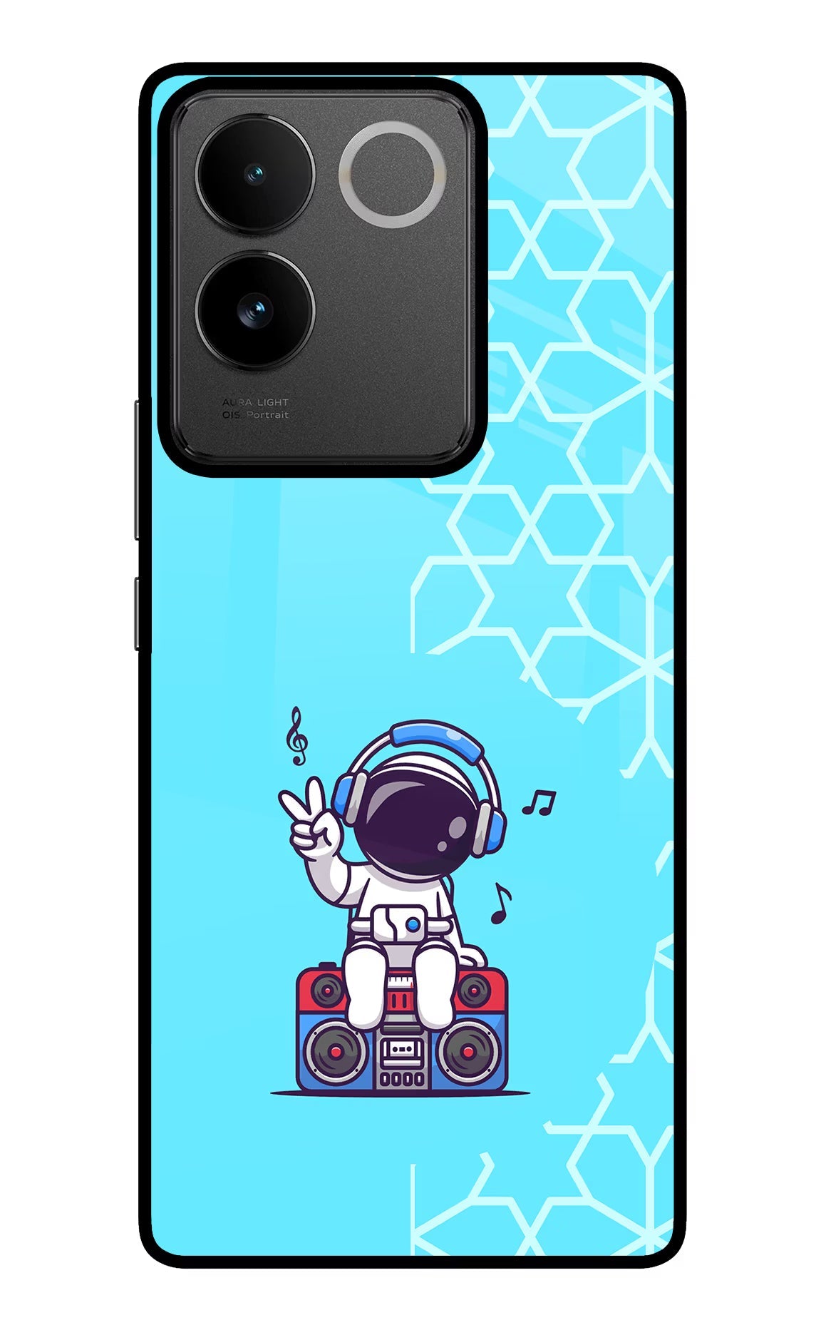 Cute Astronaut Chilling IQOO Z7 Pro 5G Glass Case Back Cover by Casekaro
