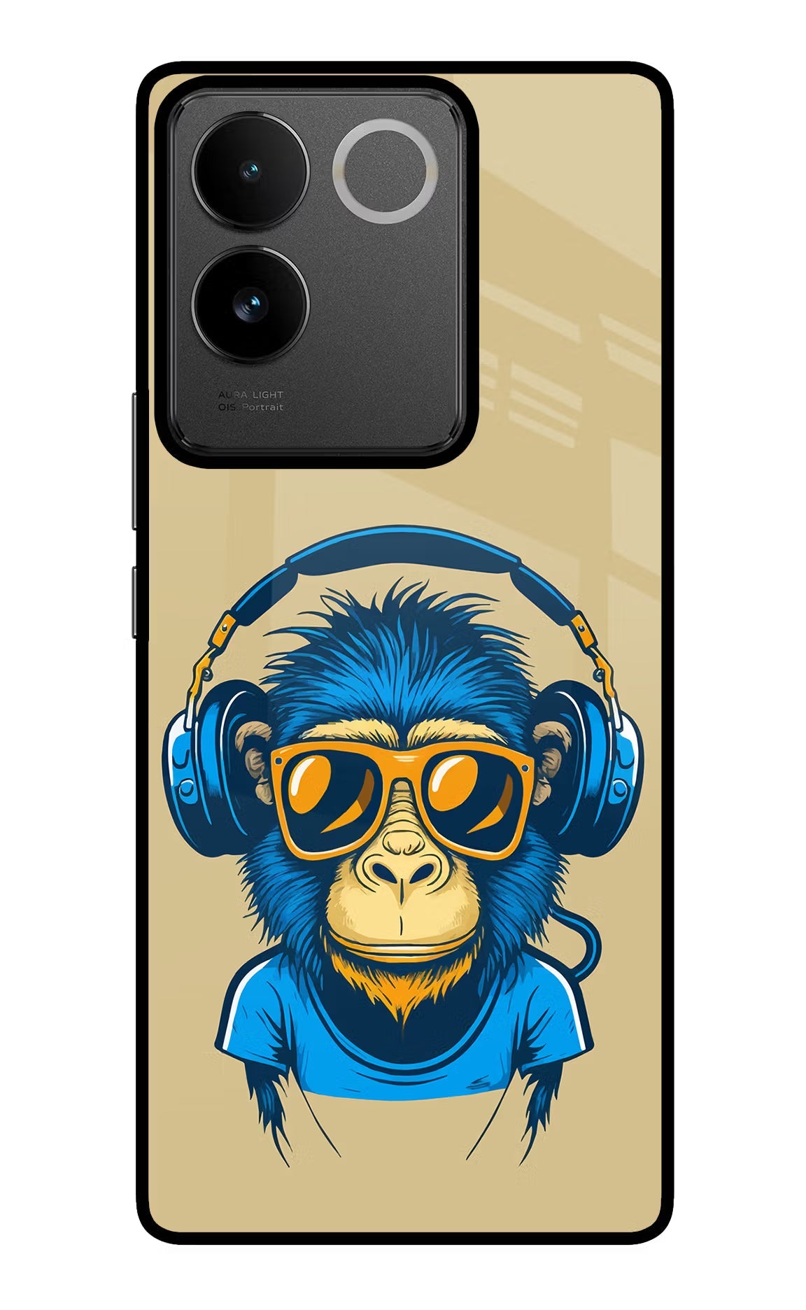 Monkey Headphone IQOO Z7 Pro 5G Glass Case Back Cover by Casekaro