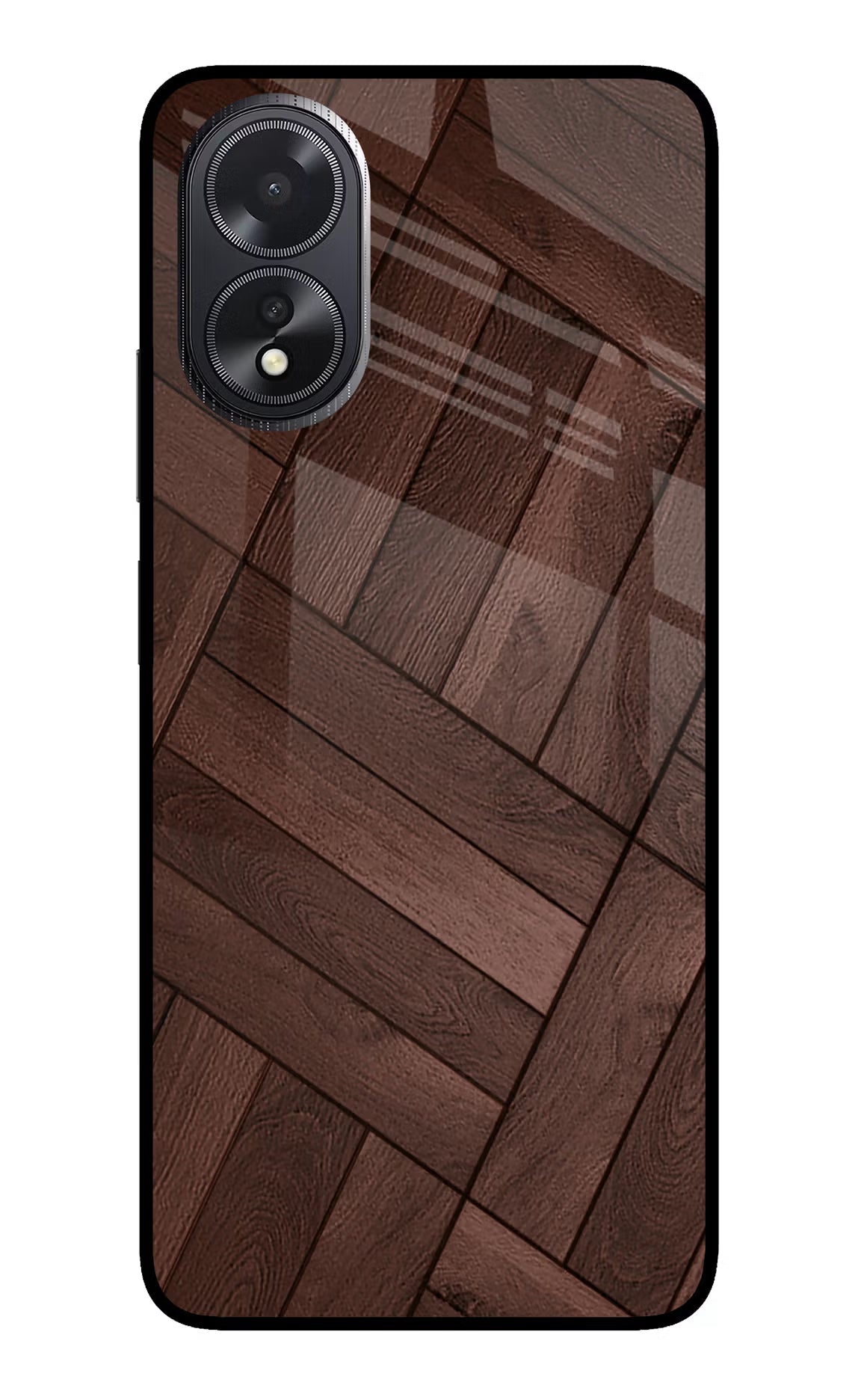 Wooden Texture Design Oppo A18/Oppo A38 Glass Case Back Cover by Casekaro