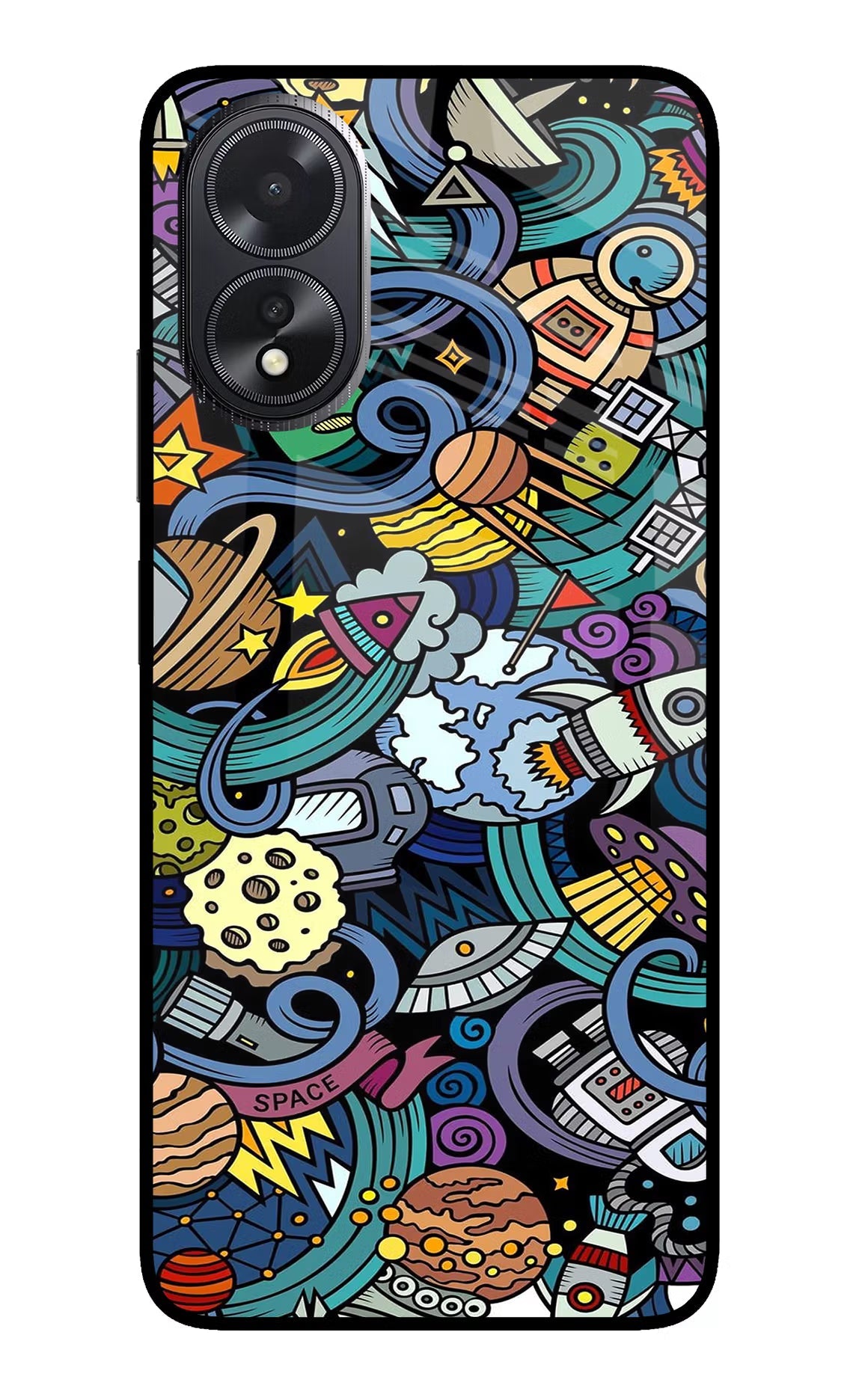 Space Abstract Oppo A18/Oppo A38 Glass Case Back Cover by Casekaro