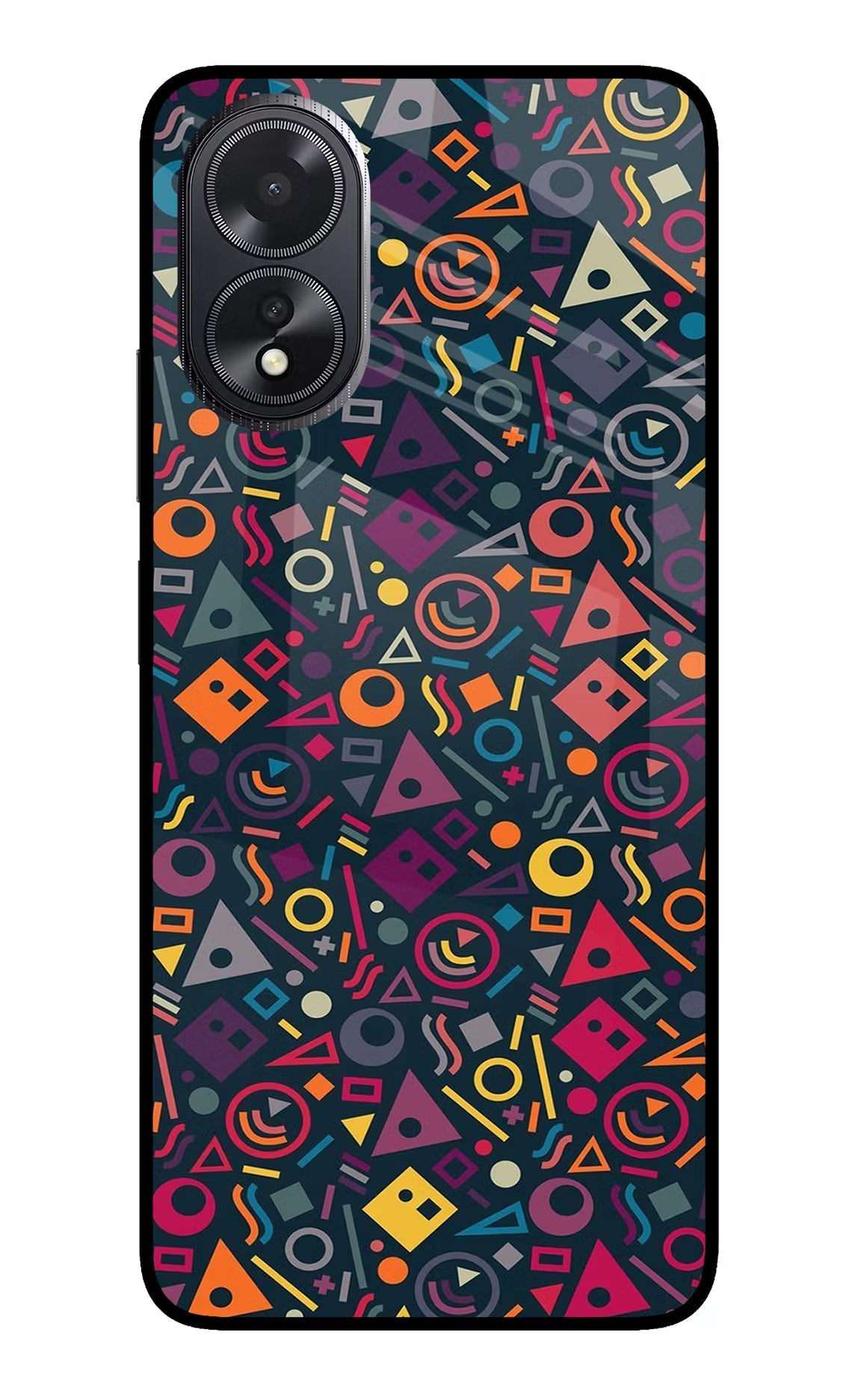 Geometric Abstract Oppo A18/Oppo A38 Glass Case Back Cover by Casekaro
