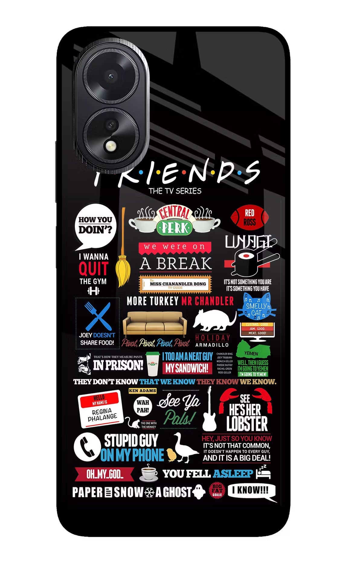 FRIENDS Oppo A18/Oppo A38 Glass Case Back Cover by Casekaro