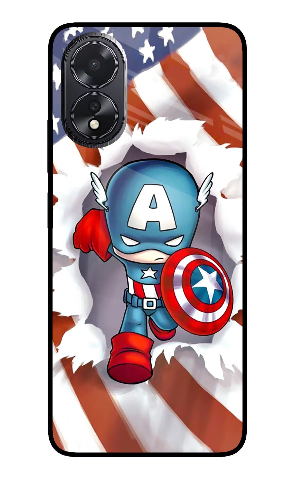 Captain America Oppo A18/Oppo A38 Glass Case Back Cover by Casekaro