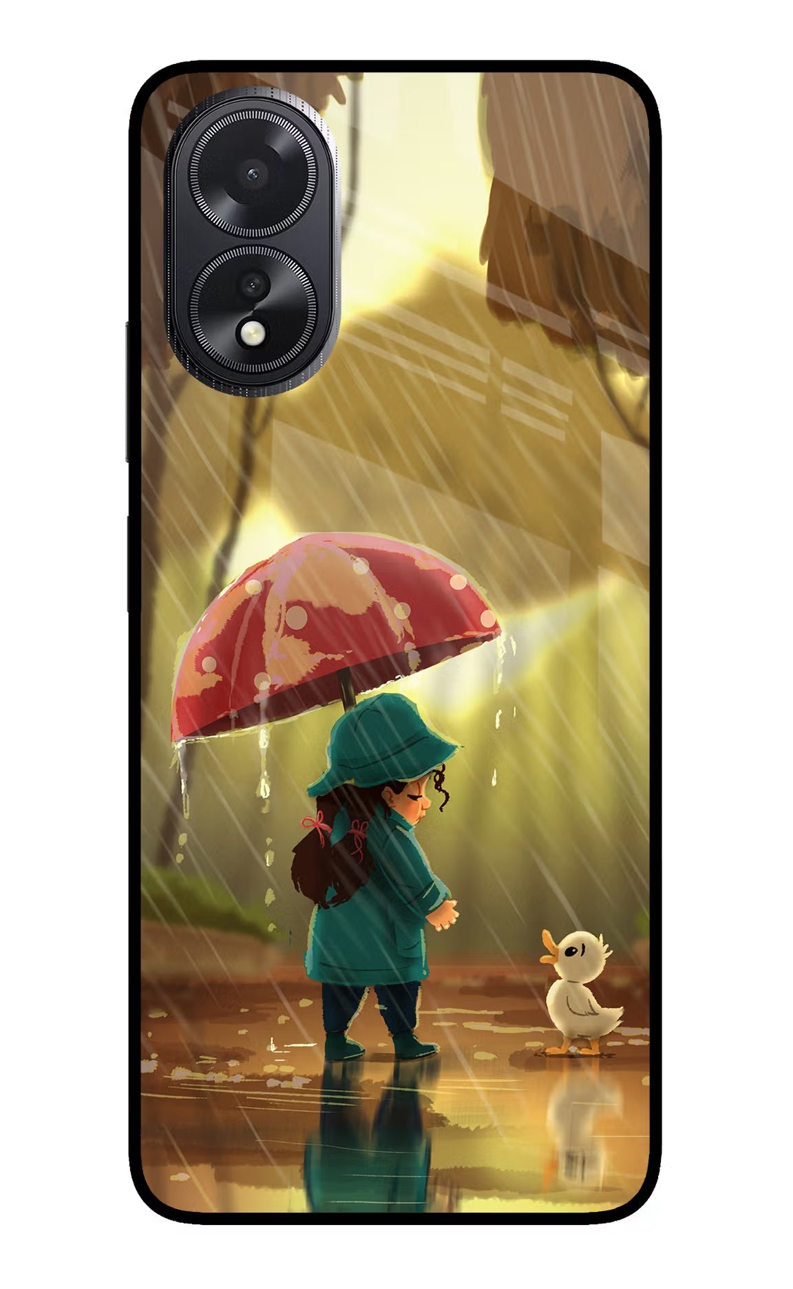 Rainy Day Oppo A18/Oppo A38 Glass Case Back Cover by Casekaro