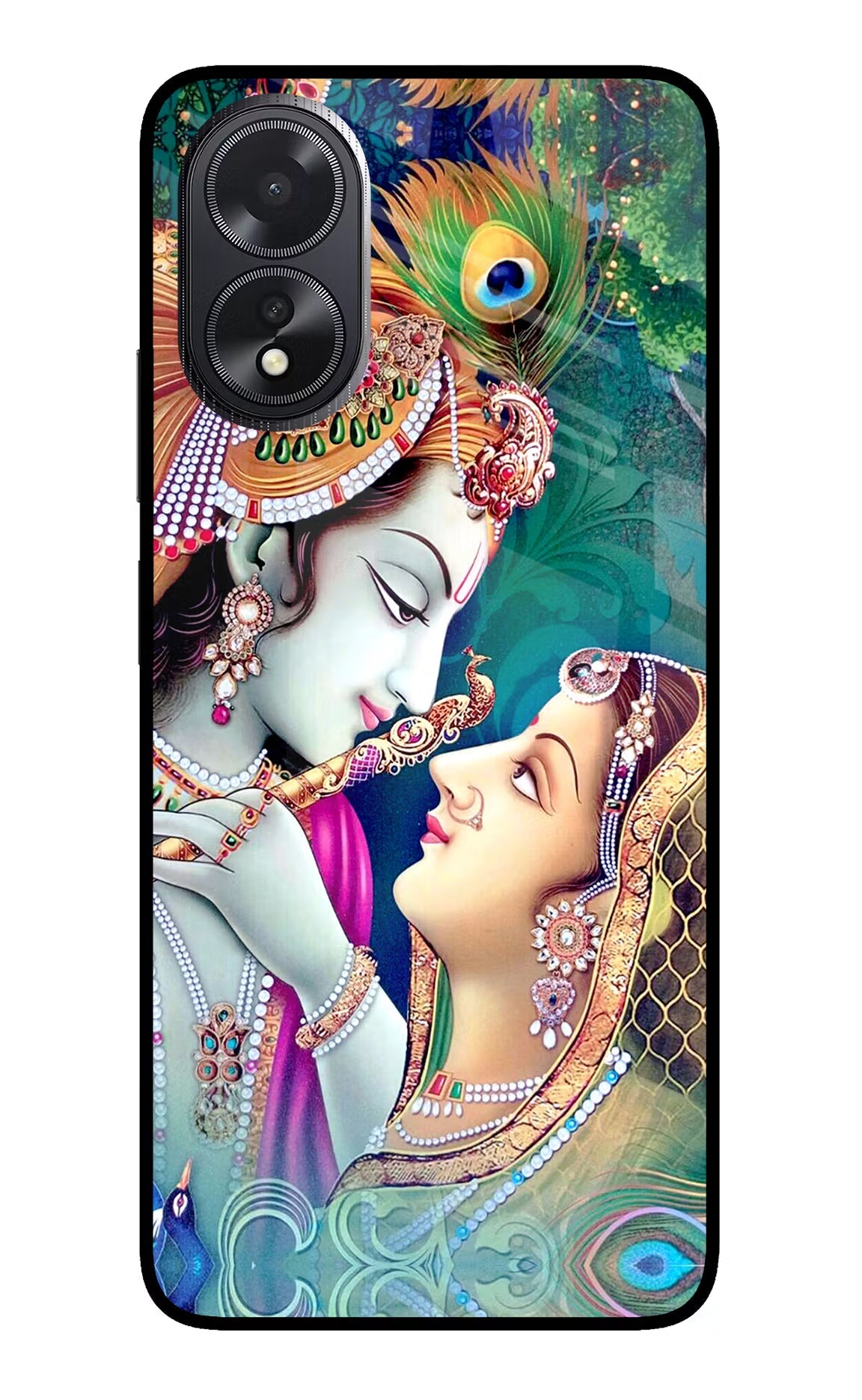 Lord Radha Krishna Oppo A18/Oppo A38 Glass Case Back Cover by Casekaro