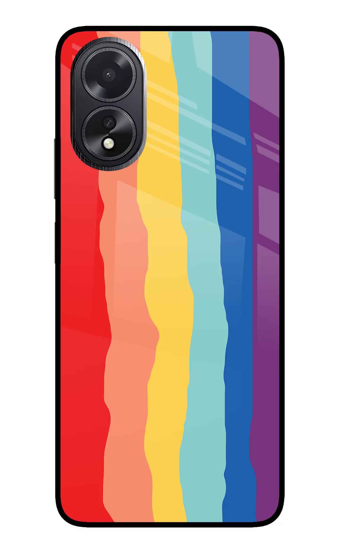 Rainbow Oppo A18/Oppo A38 Glass Case Back Cover by Casekaro