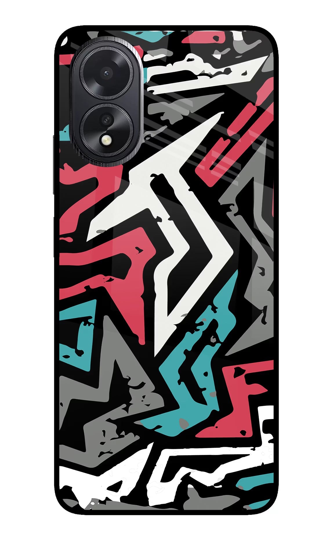 Geometric Graffiti Oppo A18/Oppo A38 Glass Case Back Cover by Casekaro