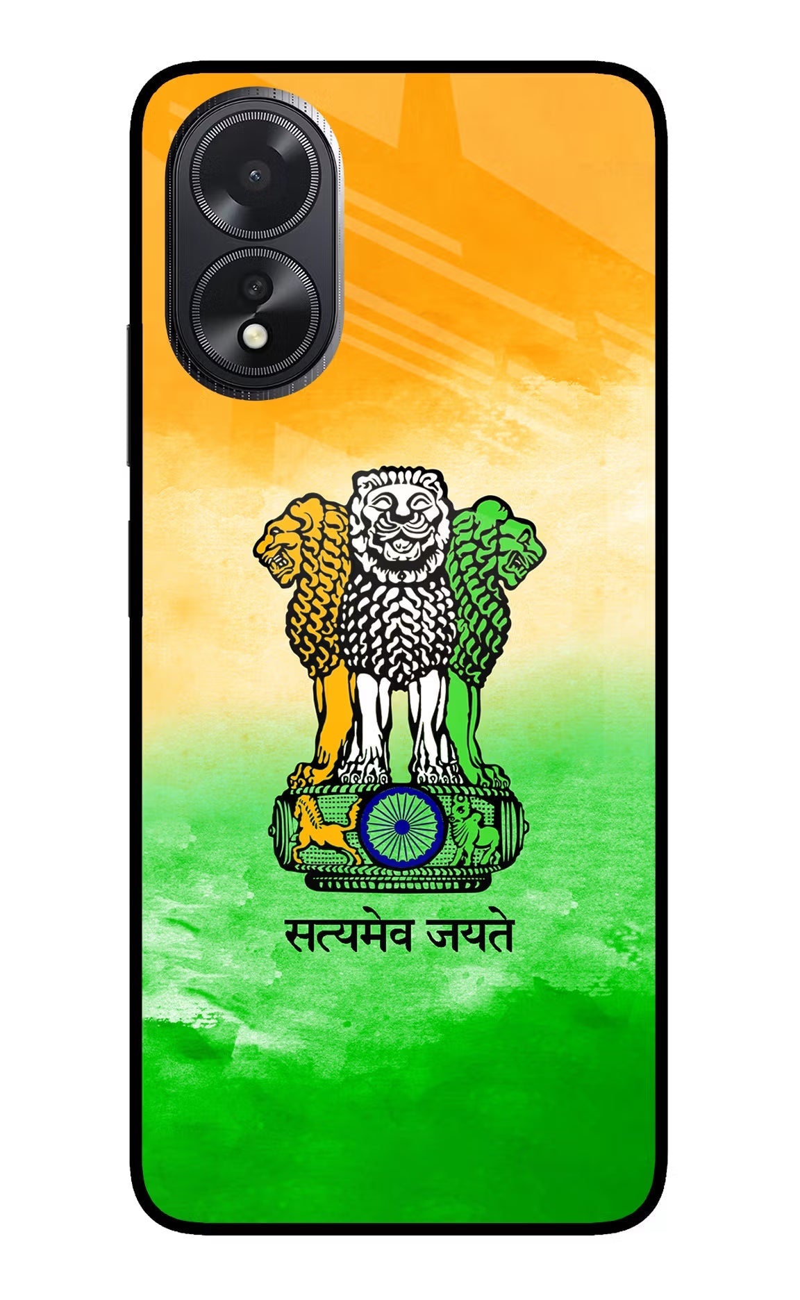 Satyamev Jayate Flag Oppo A18/Oppo A38 Glass Case Back Cover by Casekaro
