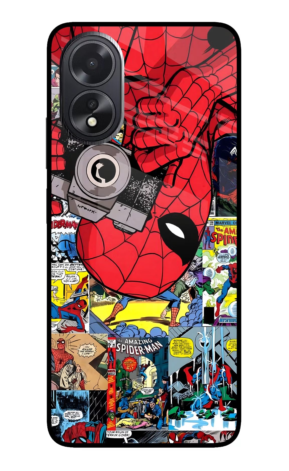 Spider Man Oppo A18/Oppo A38 Glass Case Back Cover by Casekaro