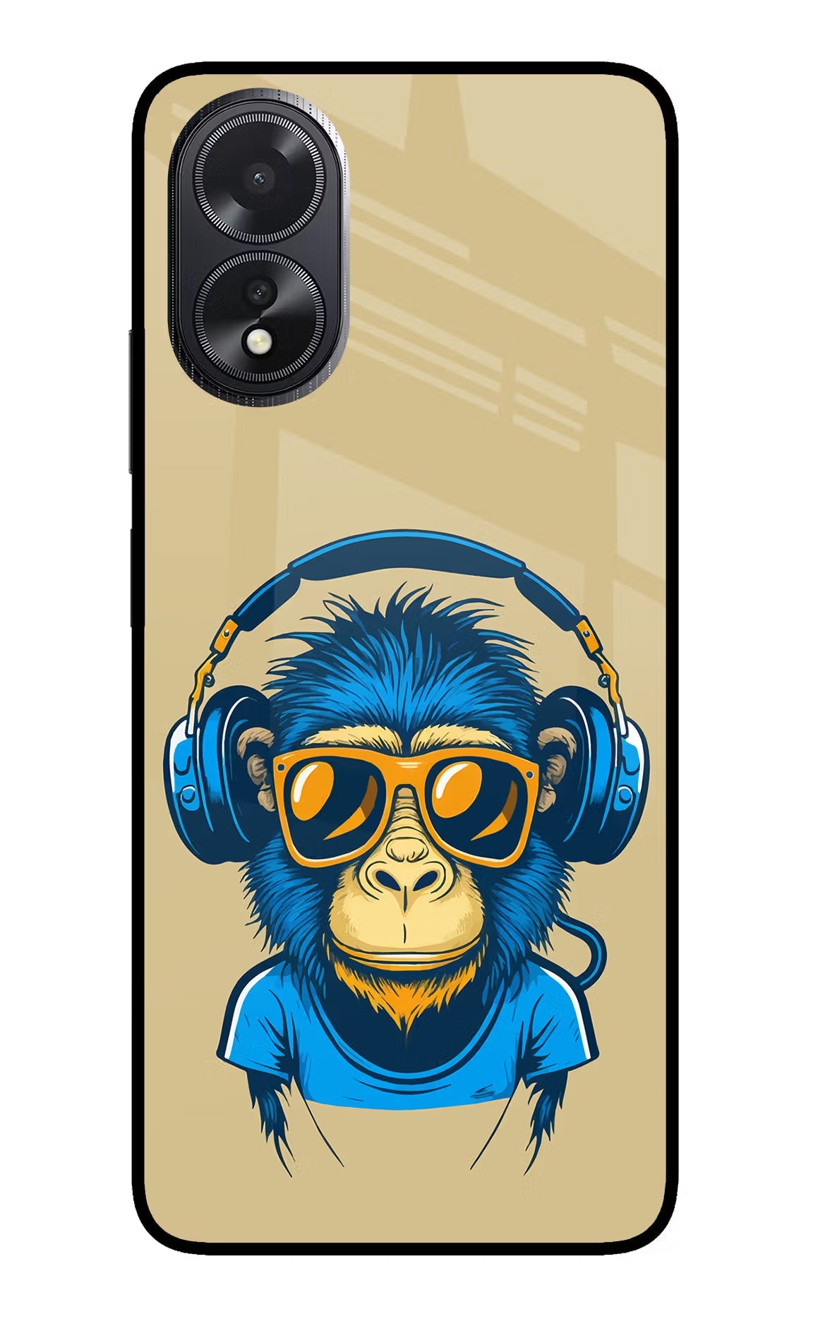 Monkey Headphone Oppo A18/Oppo A38 Glass Case Back Cover by Casekaro