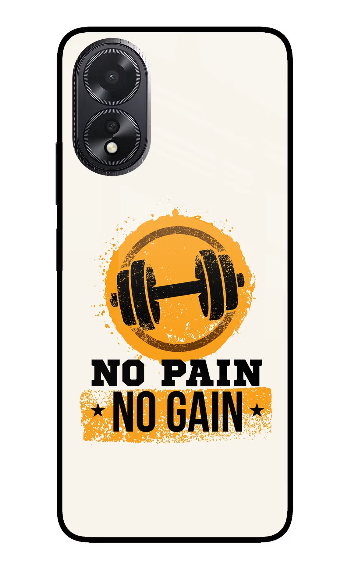 No Pain No Gain Oppo A18/Oppo A38 Glass Case Back Cover by Casekaro