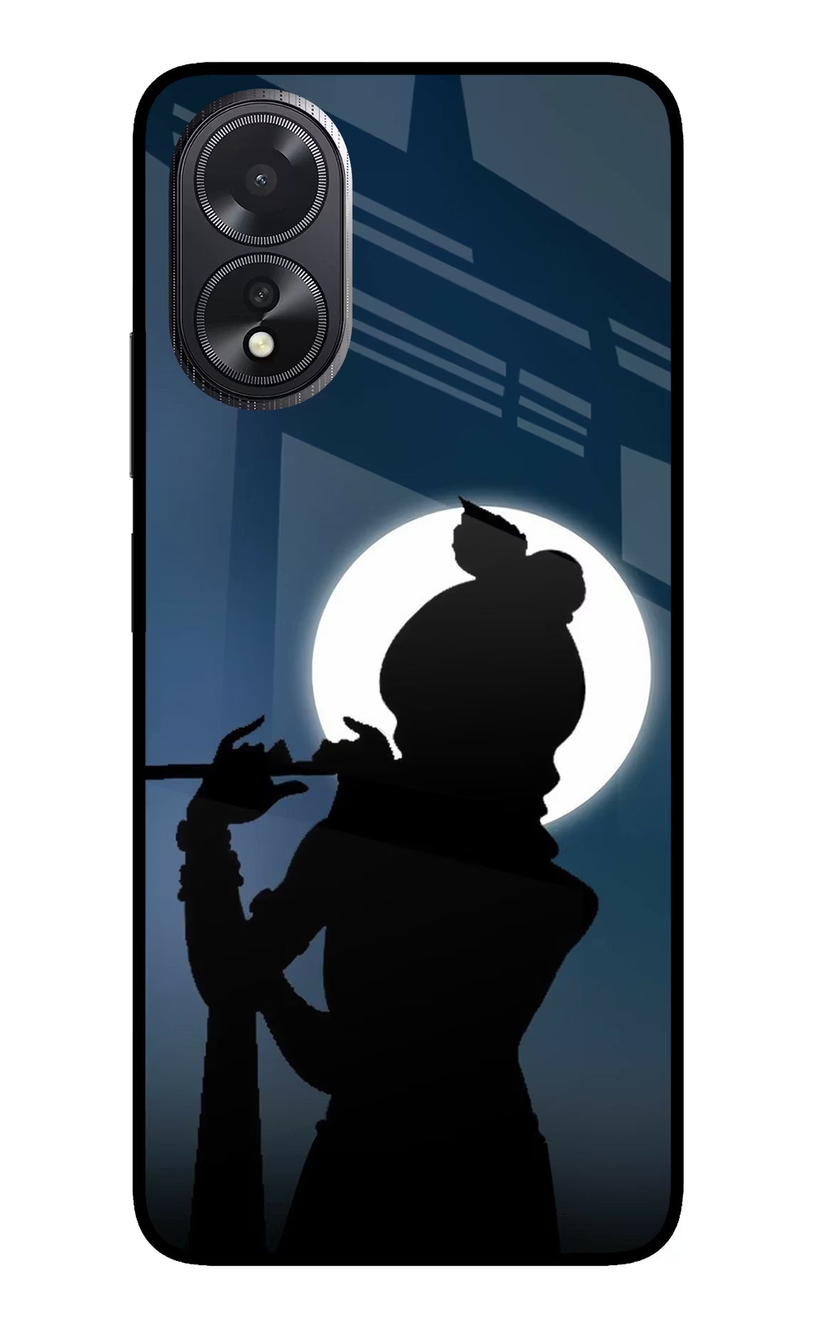 Shri Krishna Silhouette Oppo A18/Oppo A38 Glass Case Back Cover by Casekaro