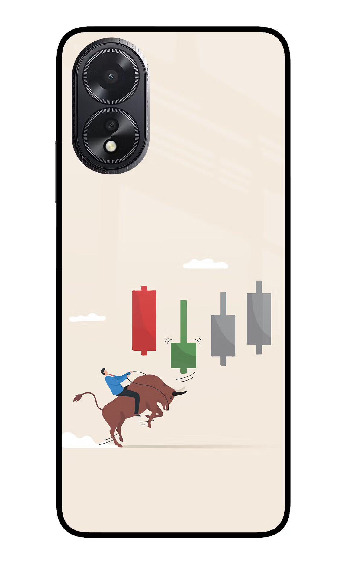 Bull Trading Momentum Oppo A18/Oppo A38 Glass Case Back Cover by Casekaro