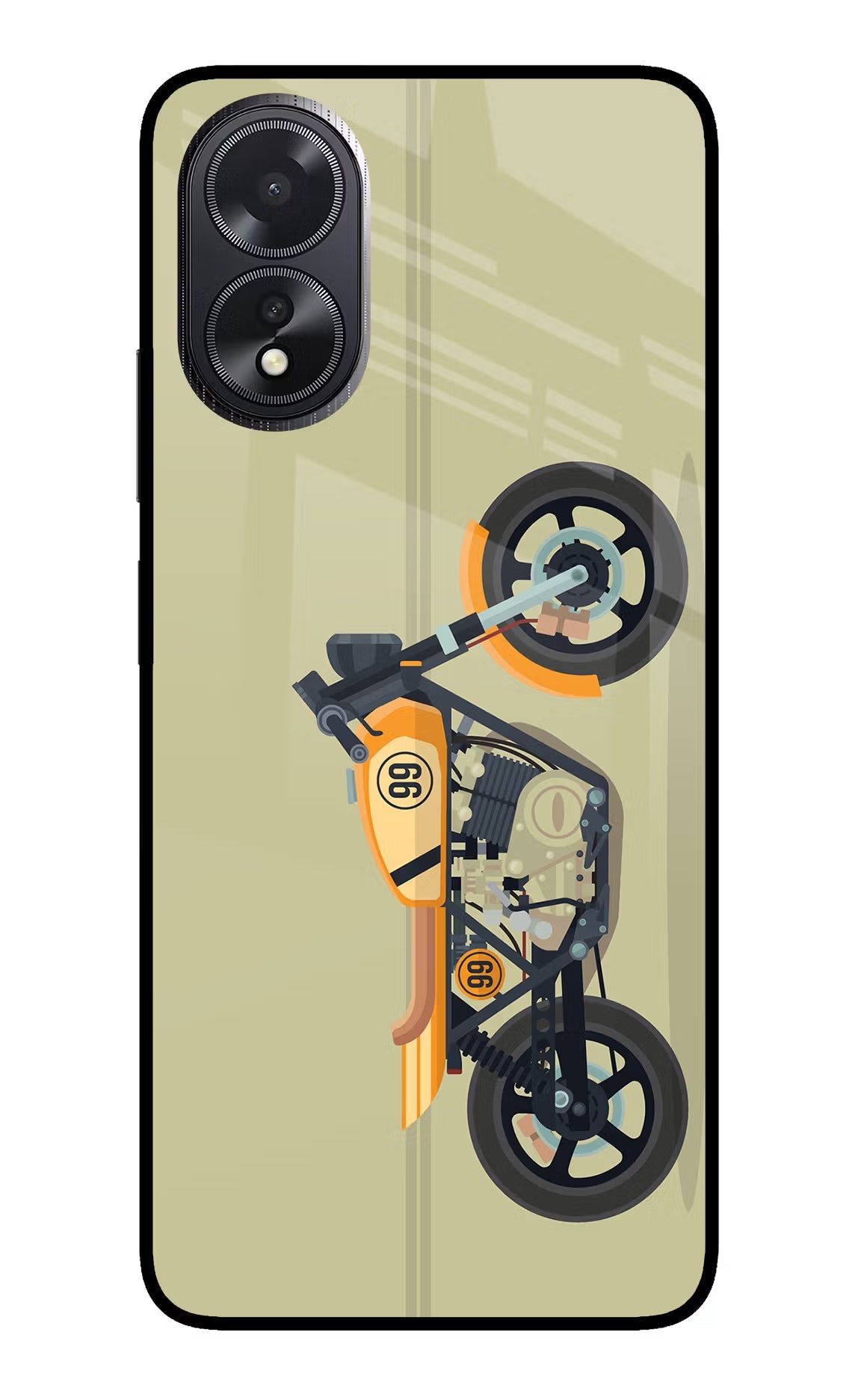 Vertical Speedster Oppo A18/Oppo A38 Glass Case Back Cover by Casekaro