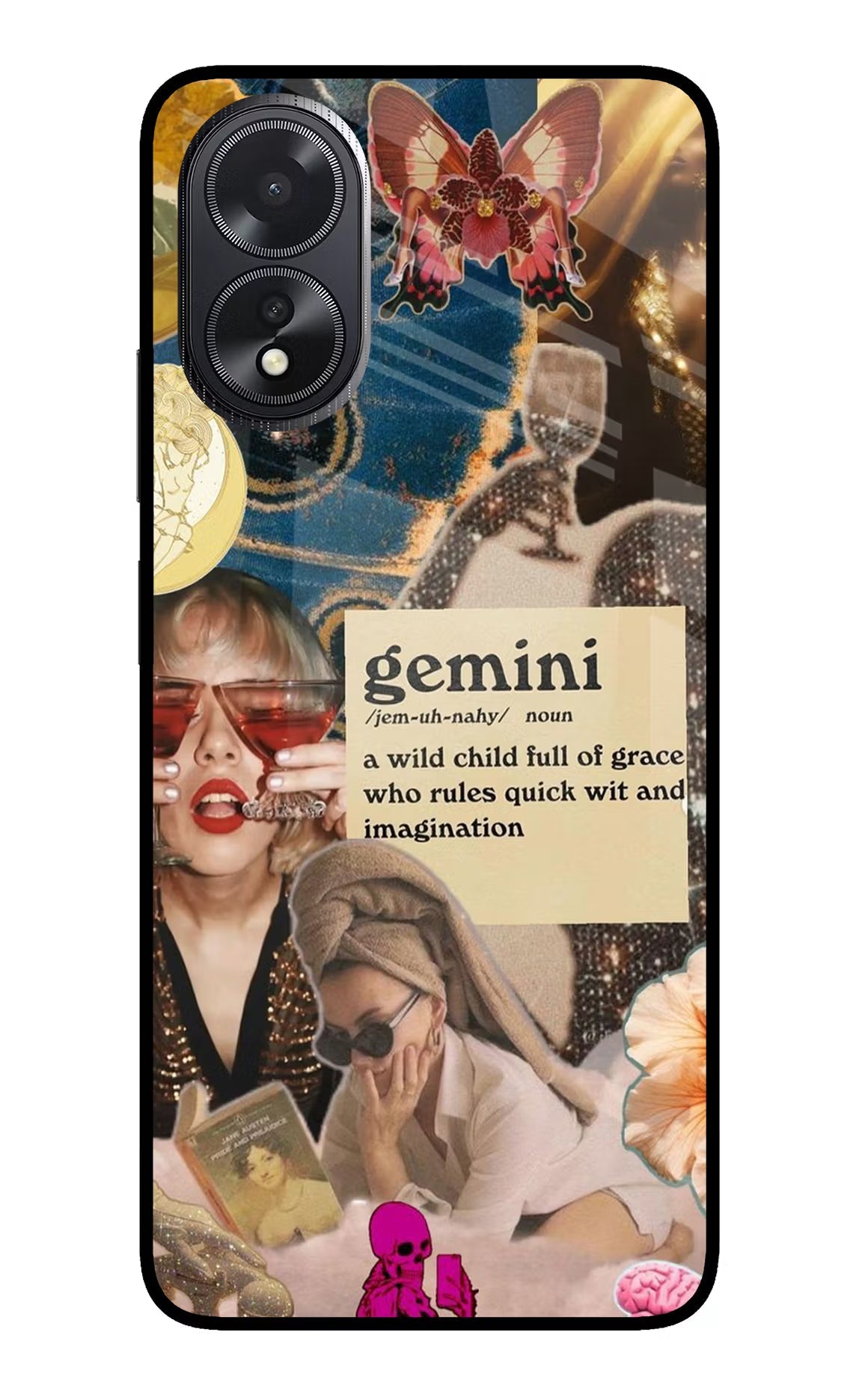 Gemini Zodiac Oppo A18/Oppo A38 Glass Case Back Cover by Casekaro