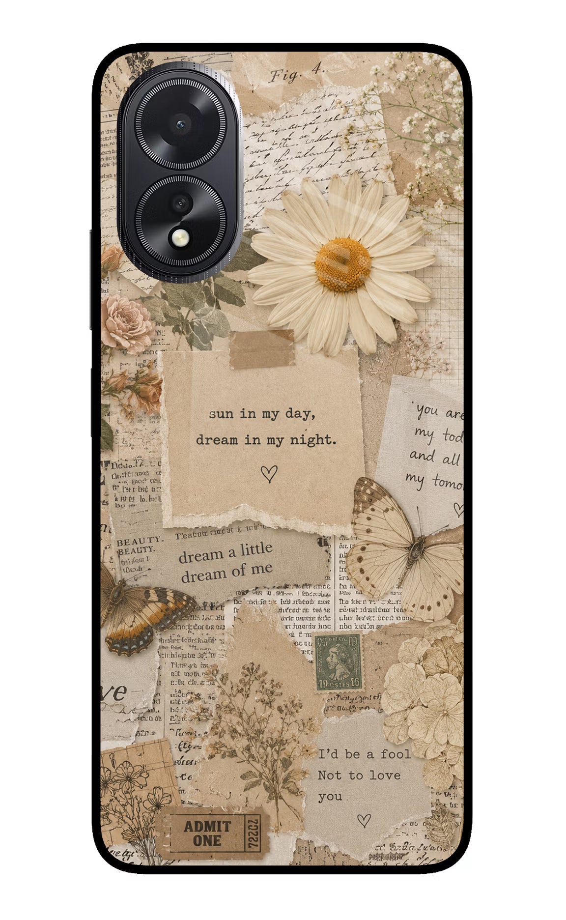 Vintage case Oppo A18/Oppo A38 Glass Case Back Cover by Casekaro