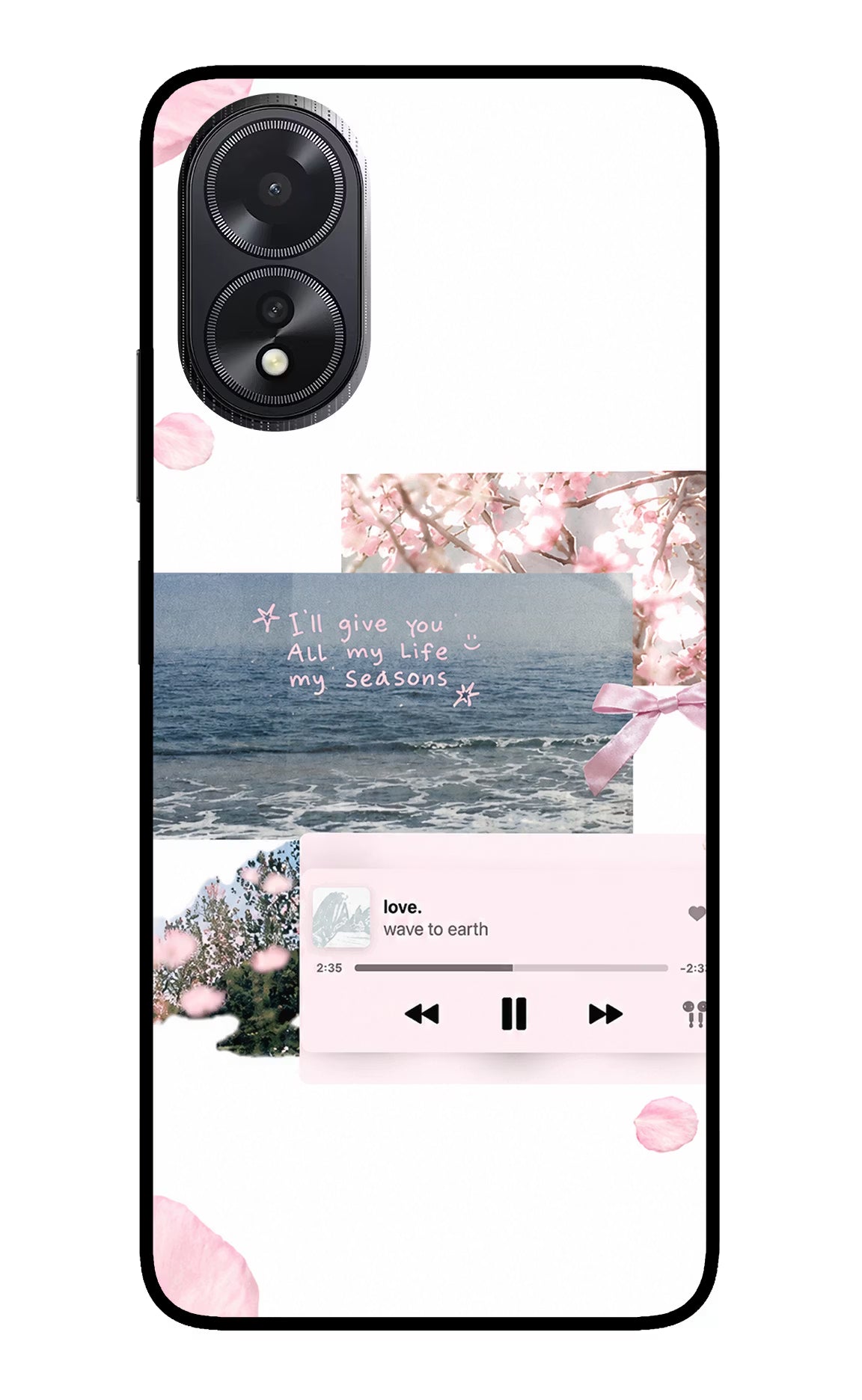 Wave to earth Oppo A18/Oppo A38 Glass Case Back Cover by Casekaro