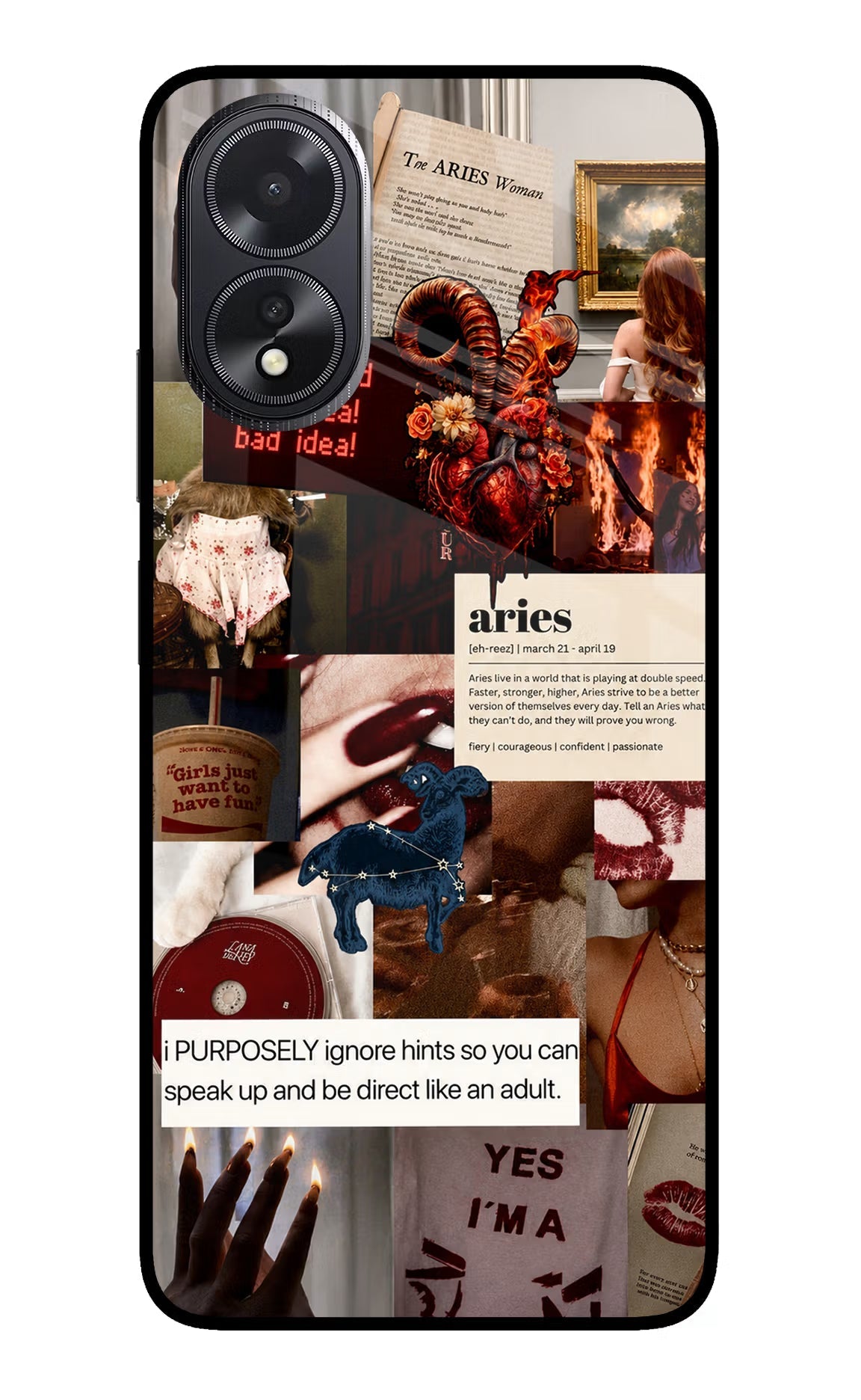 Zodiac Aries Oppo A18/Oppo A38 Glass Case Back Cover by Casekaro