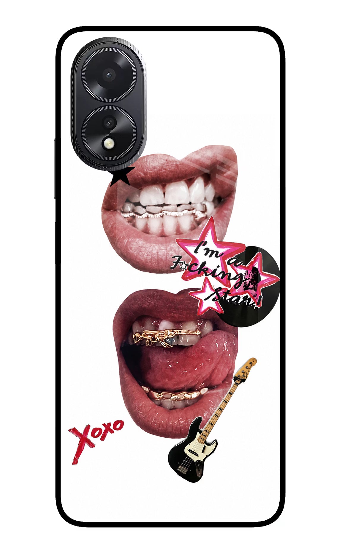 Rockstar Oppo A18/Oppo A38 Glass Case Back Cover by Casekaro