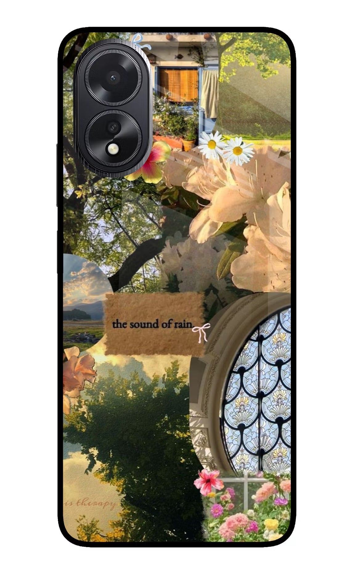 Rain Oppo A18/Oppo A38 Glass Case Back Cover by Casekaro